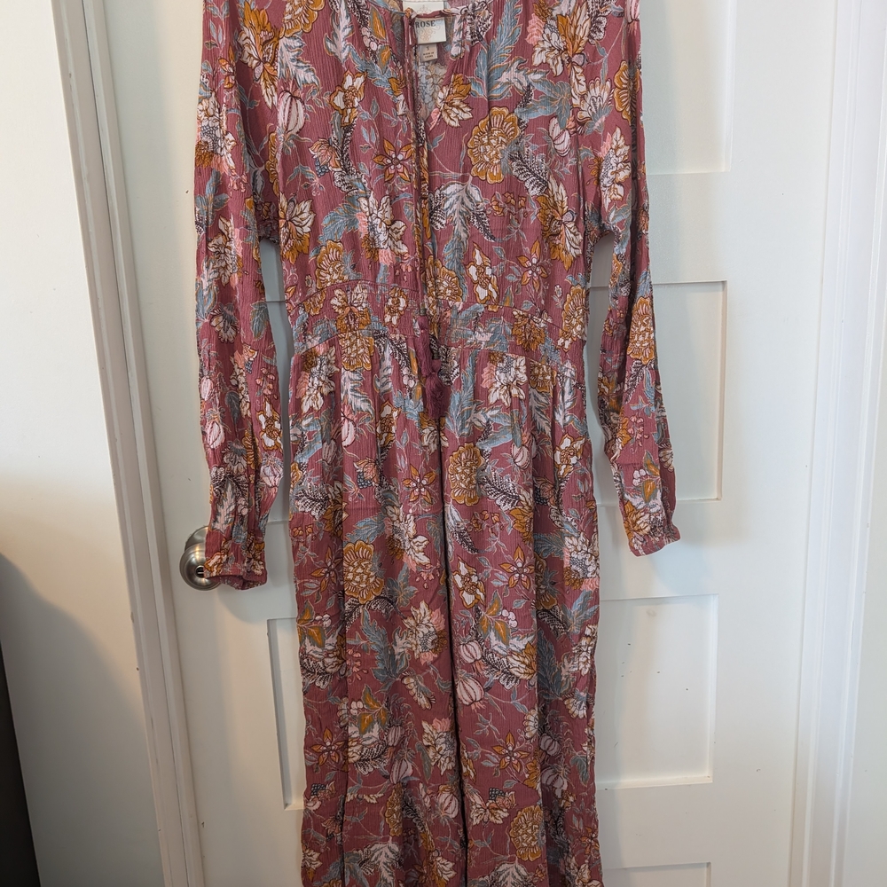Knox Rose Pink and Orange Buttoned Sundress with Bishop Sleeves